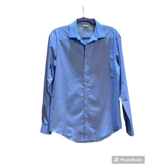 Kenneth Cole Reaction Mens Size M 15 (32-33) Blue M Button-Up Wrinkle-Free - Picture 1 of 5